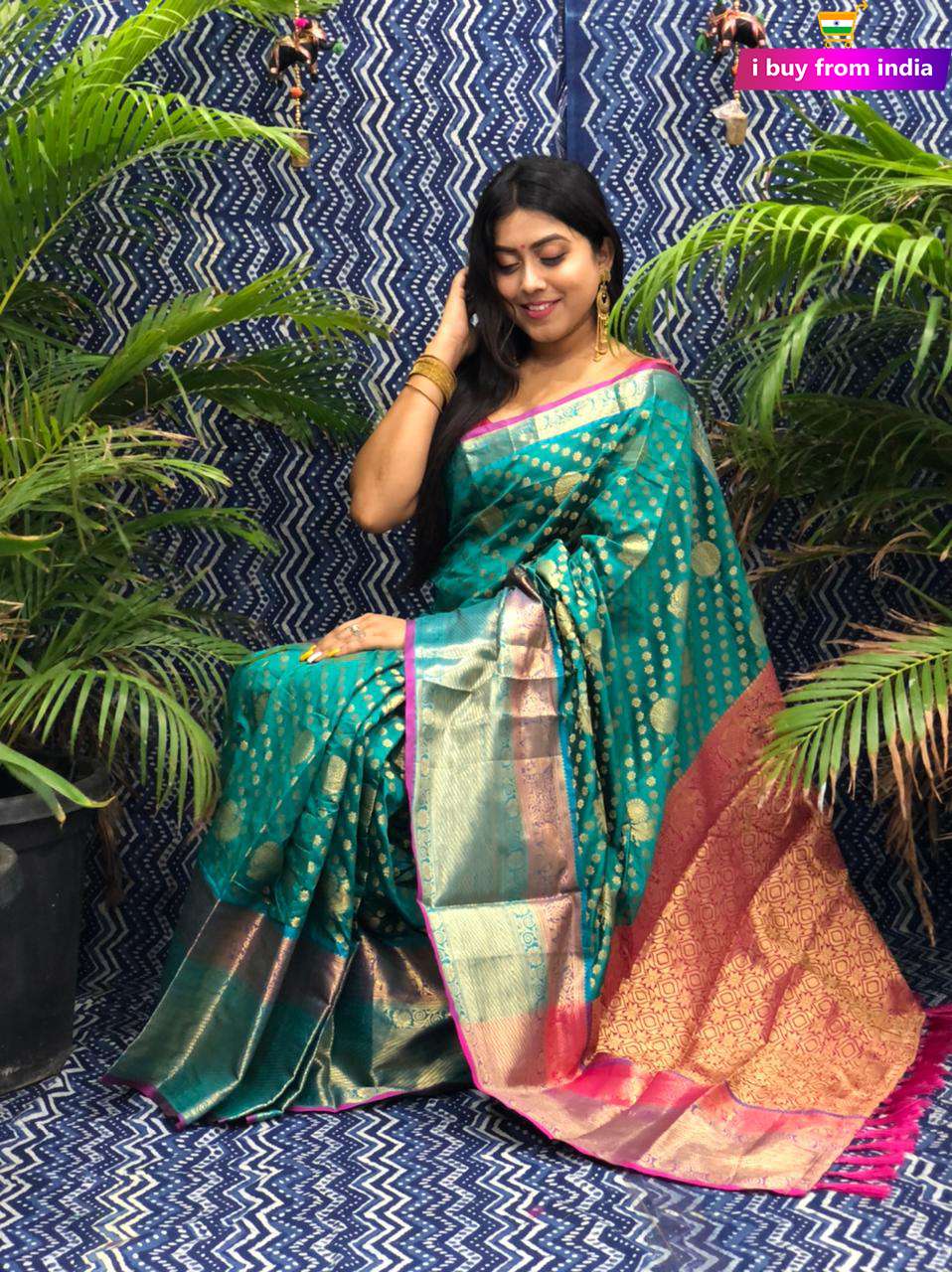 Silk Saree below 2000 Bluish Green 
