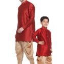 Father and Son Matching Dress Online Plus Size Dhoti Kurta Combo Dress Maroon MHJ-FSMD-1023
