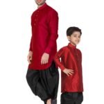 Father and Son Matching Dress Online Plus Size Dhoti Kurta Combo Dress Maroon MHJ-FSMD-1031