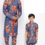 Father and Son Matching Dress Online Plus Size Kurta Pajama Combo Dress Blue VASBBK097BUnP-MHJ-FSMD-1067