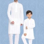 Father and Son Matching Dress Online Plus Size Kurta Pajama Combo Dress white MHJ-FSMD-1002