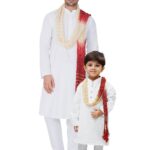 Father and Son Matching Dress Online Plus Size Kurta Pajama Combo Dress White MHJ-FSMD-1008