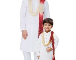 Father and Son Matching Dress Online Plus Size Kurta Pajama Combo Dress White MHJ-FSMD-1008