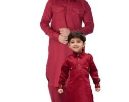 Father and Son Matching Dress Online Plus Size Pathani Kurta Pajama Combo Dress Maroon MHJ-FSMD-1010
