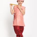 Krishna Dress Boy 1st Birthday Dress Kurta Dhoti Pink MHJ-BYKR-1083