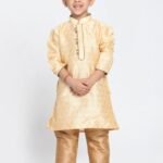 Boy Birthday Dress Boys Kurta Patiala Gold MHJ-BYKR-1085