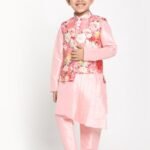 Boy Birthday Dress Boys Kurta Pajama Jacket Set Pink MHJ-BYKR-1096