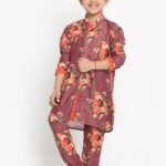 Boy Baby 1st Birthday Dress Boys Kurta Pajama Set Purple MHJ-BYKR-1099