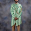 Indo Western Dress For Men Plus Size Dresses Online Aquamarine Gold RLK-6305-78536