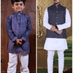 Father and Son Matching Dress Online Family Dress White Navy Blue RDKS-FSMD-225