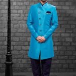 Indo Western Dress For Men Plus Size Dresses Online Sky Blue Navy Blue RKLIWS-RB4-R402