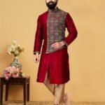Men Kurta Pajama Customized Plus Size Dresses for Men Maroon RKL-RT1242-128569