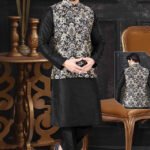 Modi Jacket for Men Kurta Pajama Jacket Set Customized Plus Size Dresses for Men Black RKL-MD-RBZ14-1410