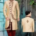Sherwani for Men Wedding Plus Size Dresses Online Cream Maroon RLKSH-SHWR-723-124039
