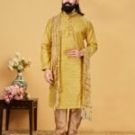 Men Kurta Pajama Customized Plus Size Dresses for Men yellow Gold RKL-KRPJM-RT9909-116054