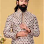 Men Kurta Pajama Customized Plus Size Dresses for Men Off White Gold RKL-KRPJM-RT9909-116056