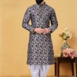 Men Kurta Dhoti Customized Plus Size Dresses for Men Navy Blue White RKL-KRPJM-RT9909-116060