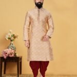 Men Kurta Dhoti Customized Plus Size Dresses for Men Cream Maroon RKL-KRPJM-RT9909-116061