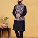 Modi Jacket for Men Kurta Pajama Jacket Set Customized Plus Size Dresses for Men black Multicolor RKL-MJT-9910-116078