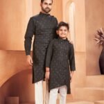 Father and Son Matching Dress Online Family Dress White Black RDKS-FSMD-231