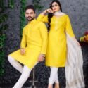Couple Dress Couple Matching Dress Yellow Family Dress Set RAD-CPST-151