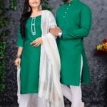 Couple Dress Couple Matching Dress Green Family Dress Set RAD-CPST-153