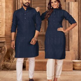 Couple Dress Couple Matching Dress Navy Blue Family Dress Set RAD-CPST-164