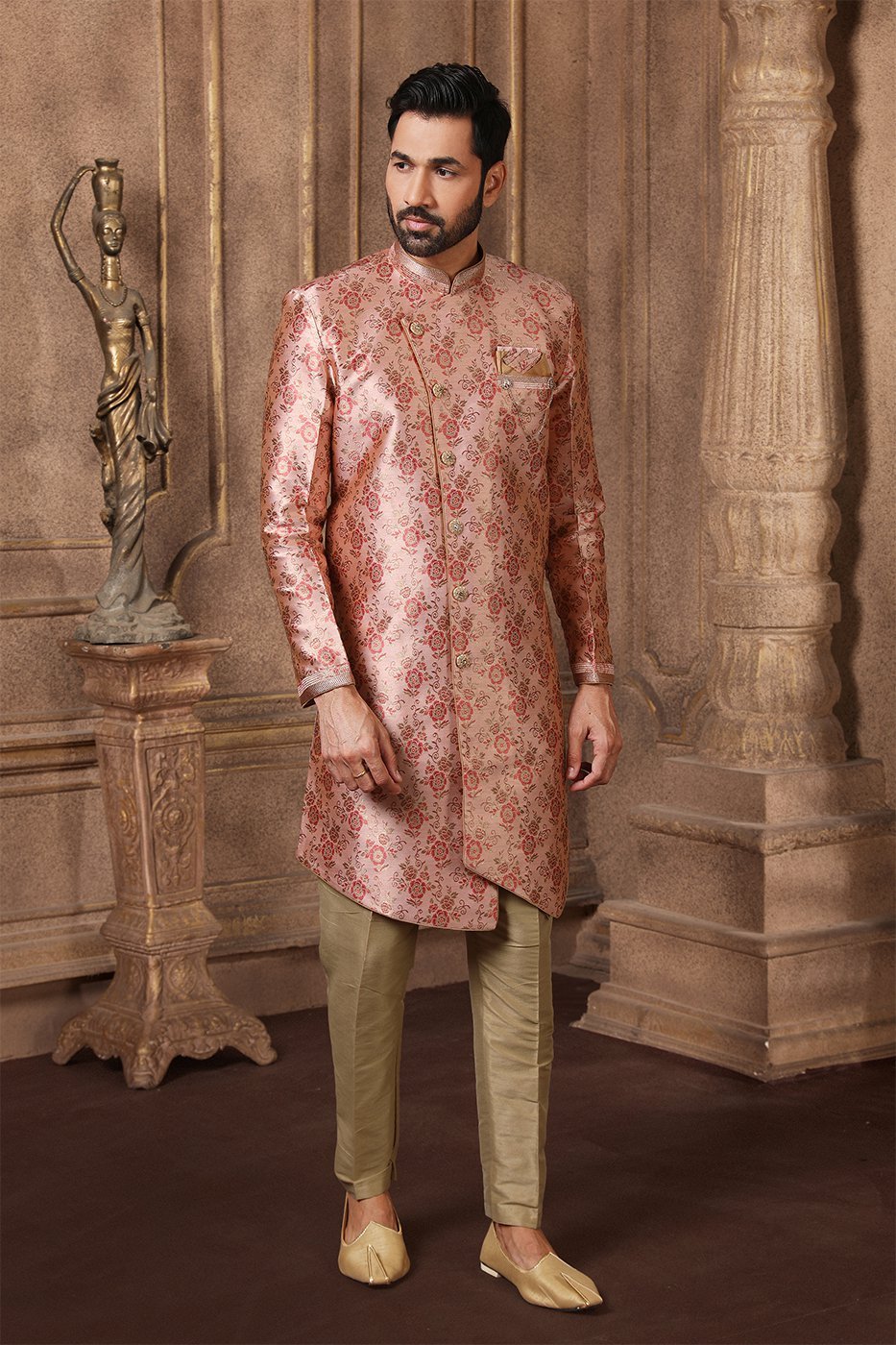 Sequins Work Indowestern Suit In Onion Pink Color | Wedding dresses men  indian, Wedding dress men, Indo western dress for men