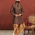 Indo Western Dress For Men Plus Size Dresses Online Brown Gold KLP-IWD-1306-250