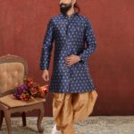 Indo Western Dress For Men Plus Size Dresses Online Blue Gold KLP-IWD-1306-251