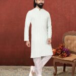 Men Kurta Pajama Customized Plus Size Dresses for Men White KLP-KUR-1307-204