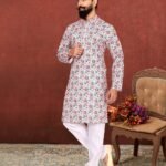 Men Kurta Pajama Customized Plus Size Dresses for Men White KLP-KUR-1307-219