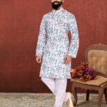 Men Kurta Pajama Customized Plus Size Dresses for Men White KLP-KUR-1307-220