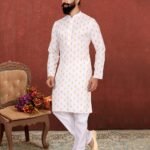 Men Kurta Pajama Customized Plus Size Dresses for Men White KLP-KUR-1307-223