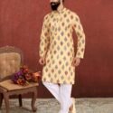 Men Kurta Pajama Customized Plus Size Dresses for Men Yellow KLP-KUR-1307-225