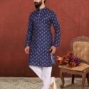 Men Kurta Pajama Customized Plus Size Dresses for Men Blue KLP-KUR-1307-226