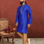 Men Kurta Pajama Customized Plus Size Dresses for Men Royal Blue KLP-KUR-1307-235