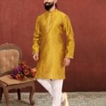 Men Kurta Pajama Customized Plus Size Dresses for Men Gold KLP-KUR-1307-239