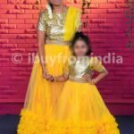 Mother Daughter Matching Dress Yellow Gold Mother Daughter Dress IBF-JSMD-562