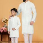 Father and Son Matching Dress Kurta Pyjama Family Dress White RKL-2754-141721