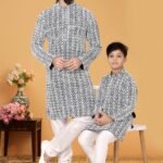 Father and Son Matching Dress Kurta Pyjama Family Dress Black RKL-2754-141723