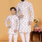 Father and Son Matching Dress Kurta Pyjama Family Dress White RKL-2754-141740