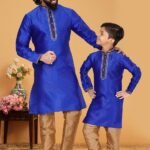 Father and Son Matching Dress Kurta Pyjama Family Dress Blue RKL-2754-141752
