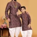 Father and Son Matching Dress Kurta Pyjama Family Dress Maroon RKL-2754-141758