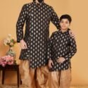 Father and Son Matching Dress Kurta Pyjama Family Dress Black RKL-2755-141759