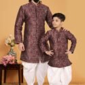 Father and Son Matching Dress Kurta Pyjama Family Dress Maroon RKL-2755-141763