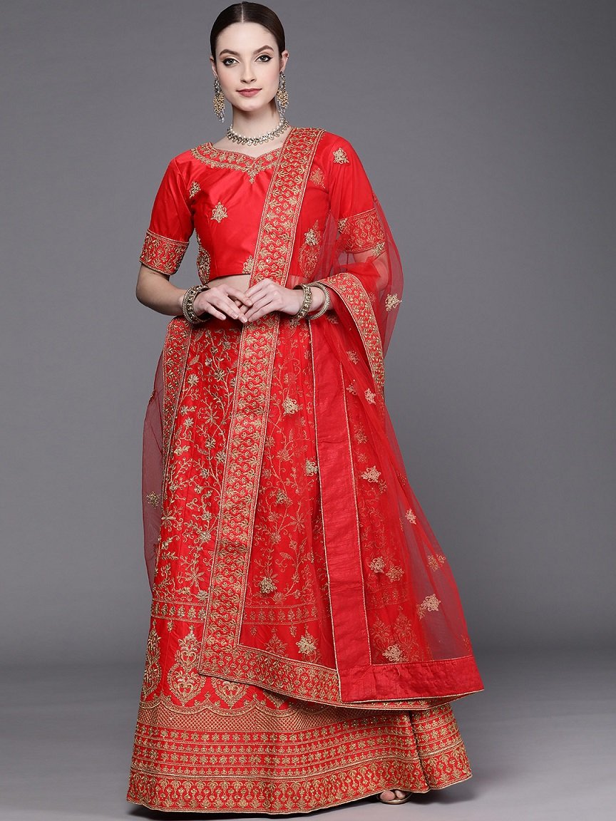 Buy Rose Red Designer Lehenga Choli online-Karagiri
