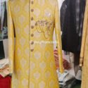Men Wedding Dress Sherwani for Men Wedding Saffron SHR-KLQ-1115 Men Reception Dress