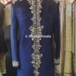 Men Wedding Dress Sherwani for Men Wedding Dark Blue SHR-KLQ-1148 Men Reception Dress