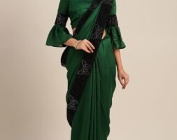 Party wear Saree Green Black Lace Saree INFSH-YPPWR-107